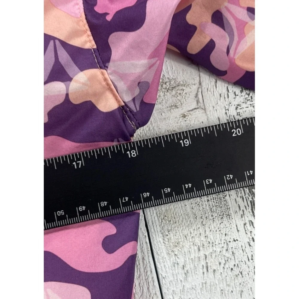 Reebok Girls‎ 7/8 Pink Camo Windbreaker Jacket 1/2 Zip Pullover Lightweight